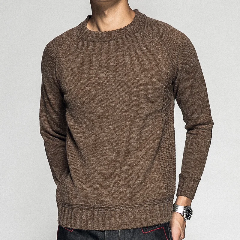 KENNTRICE Модный осенне-зимний Повседневный вязаный толстый пуловер и свитеры для мужчин мужской джемпер - Цвет: Coffee