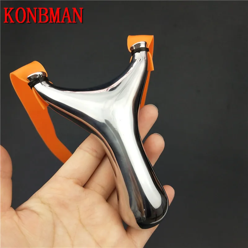 

1X 440 titanium steel Slingshot+Rubber Band Powerful Sling Shot Bow Braided Rope Handle Hunting Pro Catapult Slingshot Outdoor