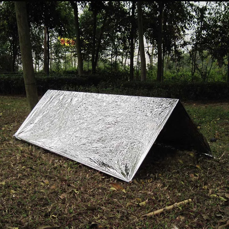 

Sliver Portable Emergency Blanket Waterproof Windproof Thermal Shelter Outdoor Sports Camping Hiking Survival Tent Accessories
