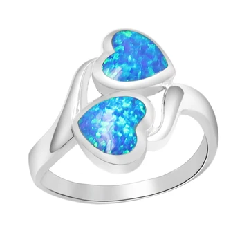 

Blue Heart Fire Australian Opal Ring Size 7/8 RSCZ2535 Wholesale Women Jewelry Rings Special Love Gift