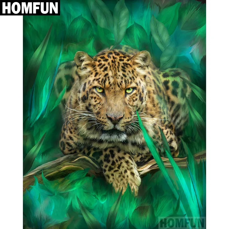Алмазная живопись HOMFUN A00589 животное леопард вышивка крестиком из