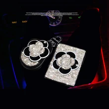 Luxury Fashion Crystal Diamond Flower Key Bag Rhinestone Women Key Case Crystal Driver License Card Holder