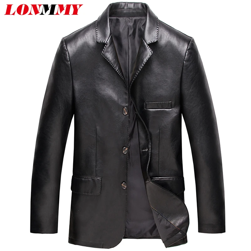 LONMMY 3XL Mens leather jacket Outerwear windbreaker Blazer coat man