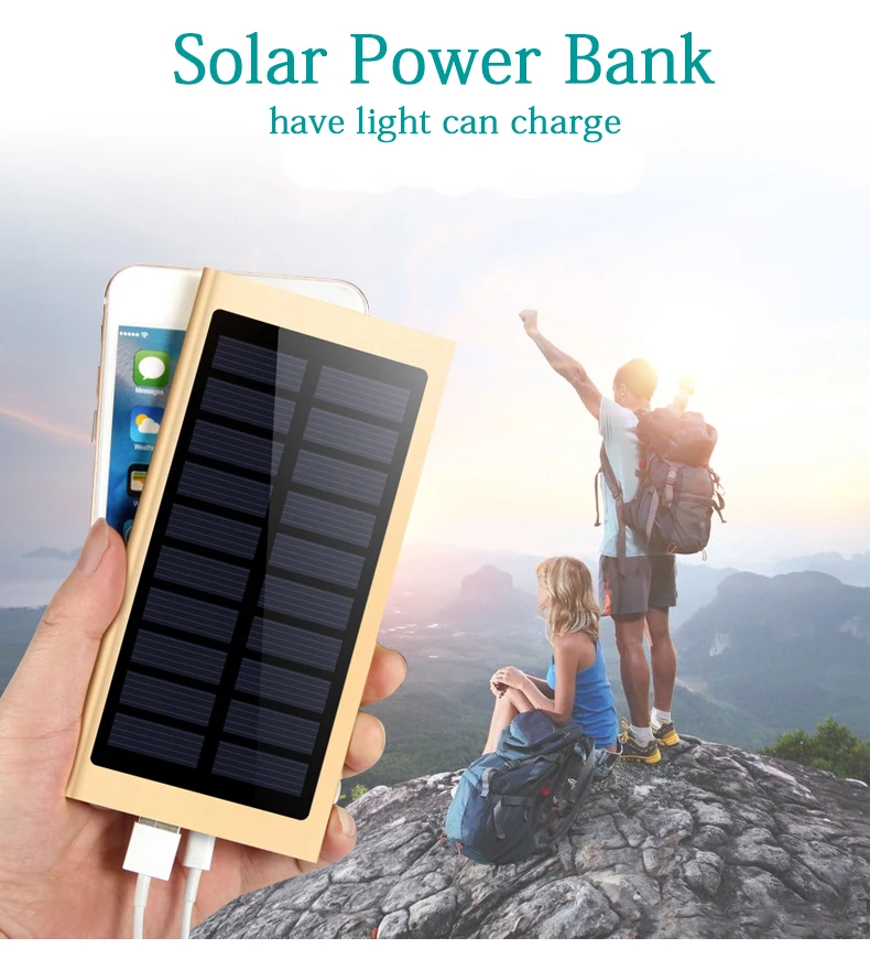 30000 18650 мАч Солнечный запасные аккумуляторы для телефонов внешний батарея зарядки Dual USB мощность банк портативный телефон зарядное устройство для iPhone 8 X Xiaomi