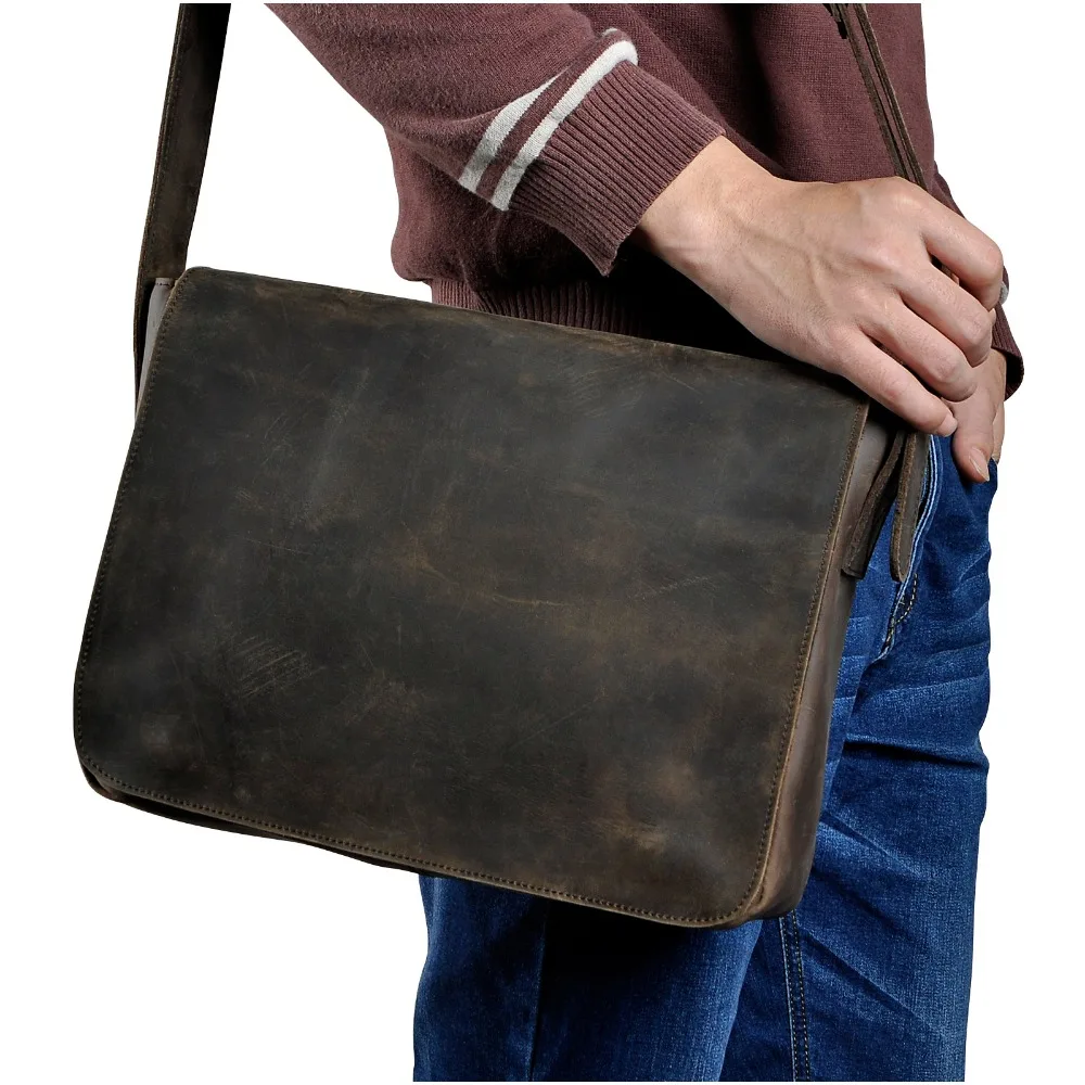 Special Product  New Fashion Real Leather Male Casual Messenger bag Satchel cowhide 13" Laptop Bag Cross-body Should