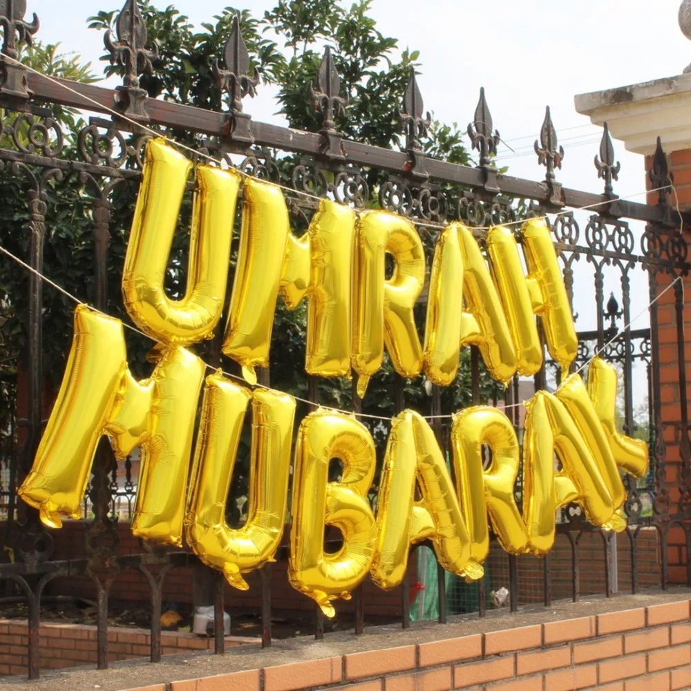 Umrah Mubarak баннер мусульманские исламские украшения Воздушные шары из фольги Рамадан Бантинг вечерние украшения