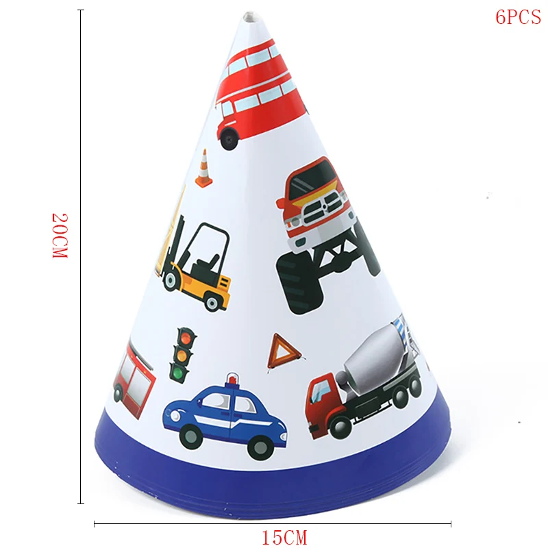 Baby shower Construction vehicle theme birthday decoration baby child birthday party supplies baby shower decoration car party - Цвет: Hat 6pcs