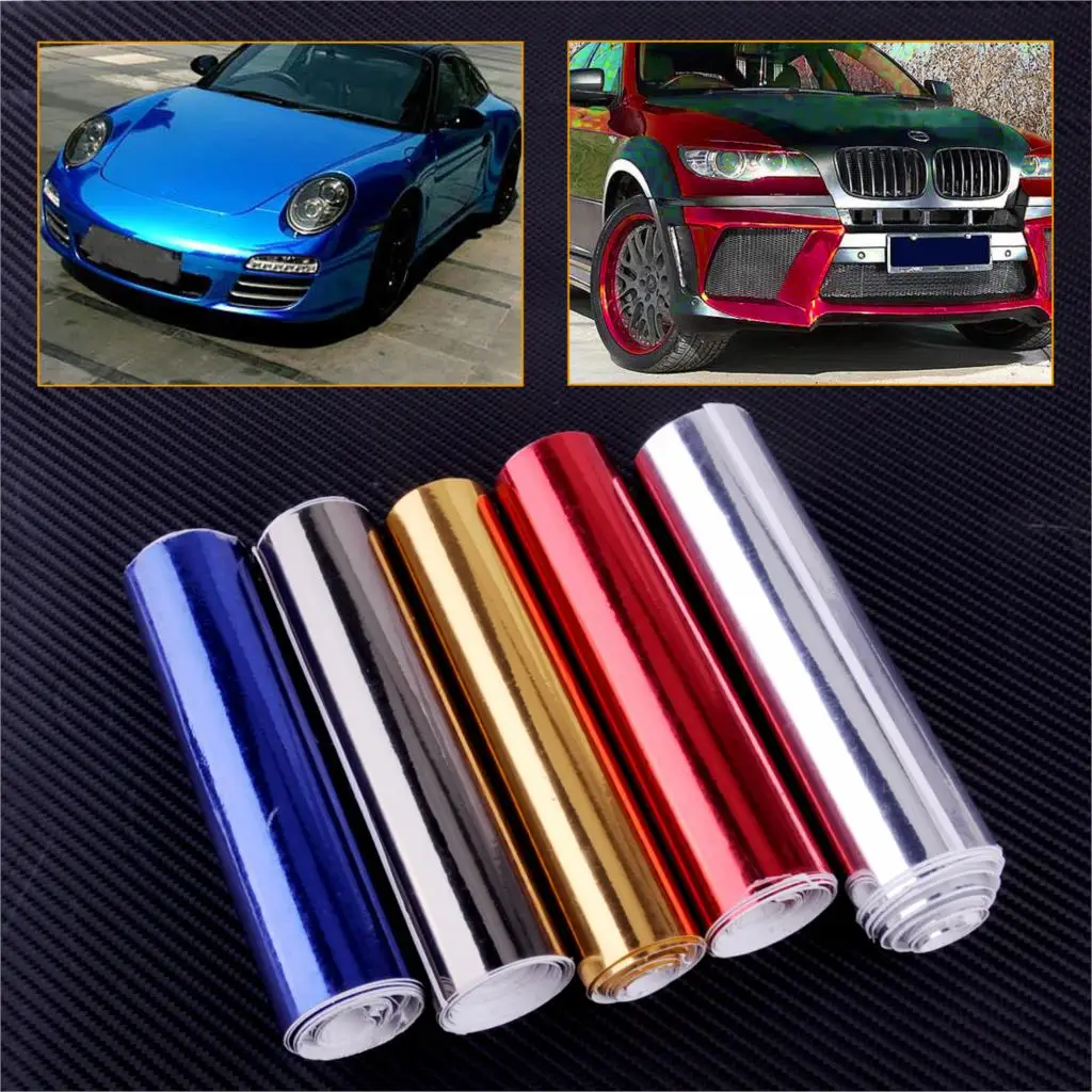 CITALL 150cmx15cm Car Auto Waterproof Glossy Chrome Mirror