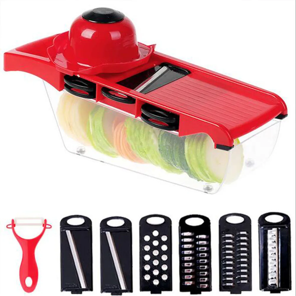 

8 in 1 Manual Potato Slicer Vegetable Fruit Cutter Stainless Steel Mandoline Onion Peeler Carrot Grater Dicer Kitchen Tool 500gC
