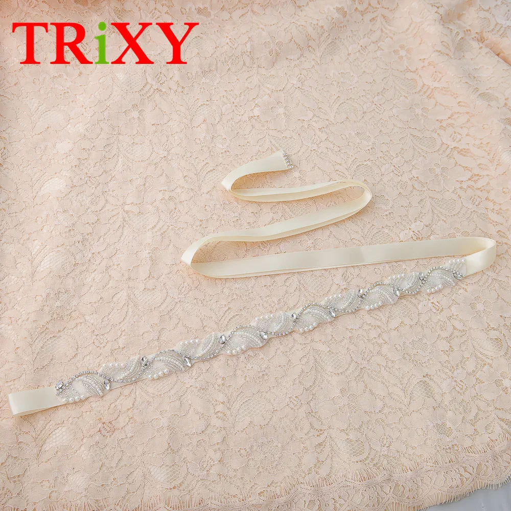 

TRiXY S273 Handmade Rhinestone Pearls Beaded Wedding Belts Crystal Rhinestone Bridal Belt Bridal Sash Wedding Dress Accessories