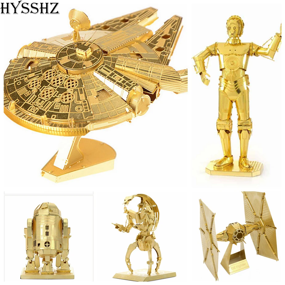 

Star Wars 3D Metal Puzzle C3PO BB8 R2D2 X Wing Fighter 3D Metal Earth DIY Puzzle Toys For Children Kids Educational Toys
