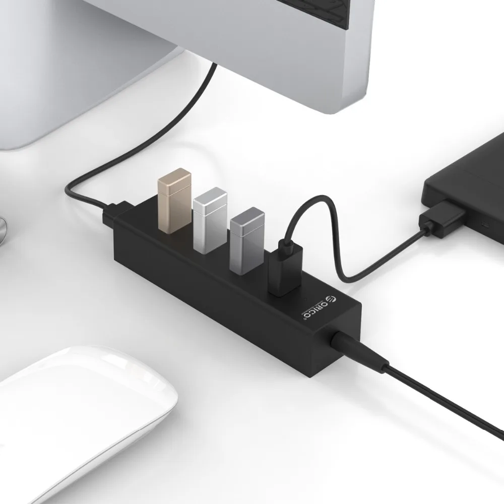 ORICO usb-хаб алюминиевый сплав 4 порта Высокоскоростной USB 3,0 концентратор с портом питания для Apple Macbook Air ноутбук ПК планшет
