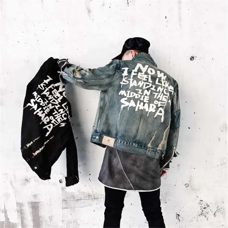 2019 джинсовая куртка мужская уличная хип-хоп винтажные рваные джинсы с молниями на коленях куртка мотоциклетная хип-хоп осенняя куртка