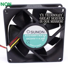 SUNON Новые подлинные 8025 24 В 4.3 Вт 8 см махрово инвертора вентилятора KD2408PTBX-6A 80*80*25 мм