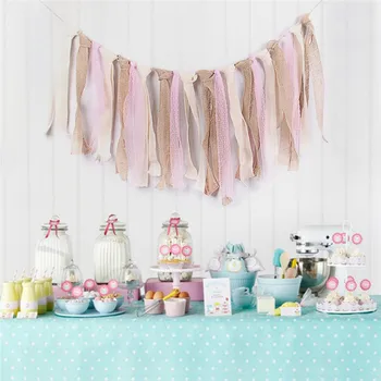 

Lace Jute Made Garland Teepee Decoration Decorative Banner European Style For Party Festival Ceremony Opening Christmas Wedding