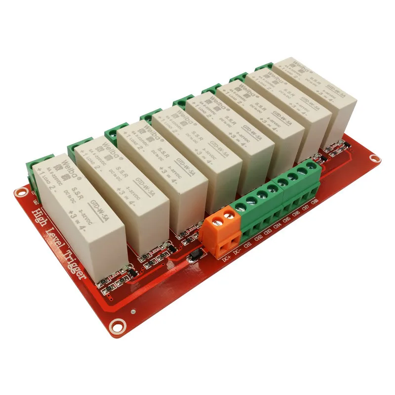 8 channel solid state relay module 5A high level trigger DC controlled