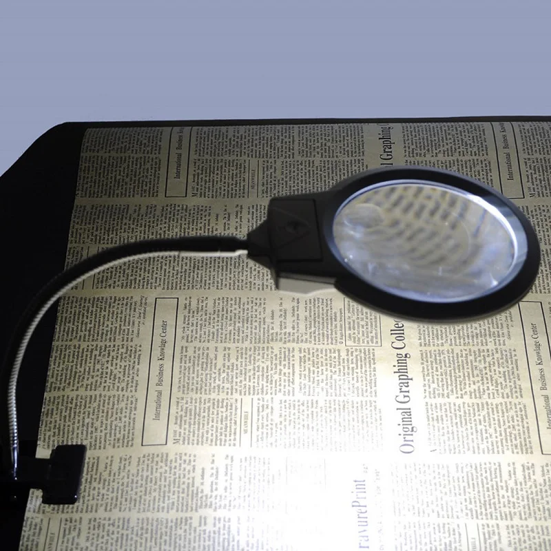Светодиодный настольный Лупа с подсветкой, увеличительное стекло с металлическим шлангом, светильник для настольного стола, для чтения с зажимом, 2X107 мм, 5X24 мм