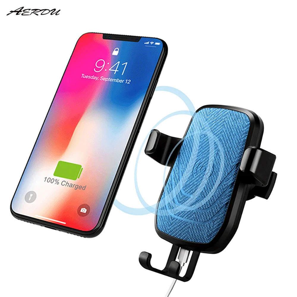 

Aerdu QI Car Wireless Charging Mobile Phone Holder Stand Fast charger for iPhone 8 plus X for Samsung S8 S9 S10 output 5V/1.1A