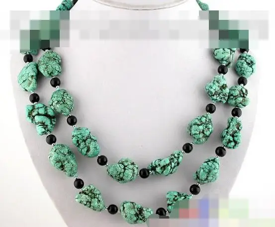 

song voge gem nanJ0724 Braw 2ROW nature blue turquoise agate necklace
