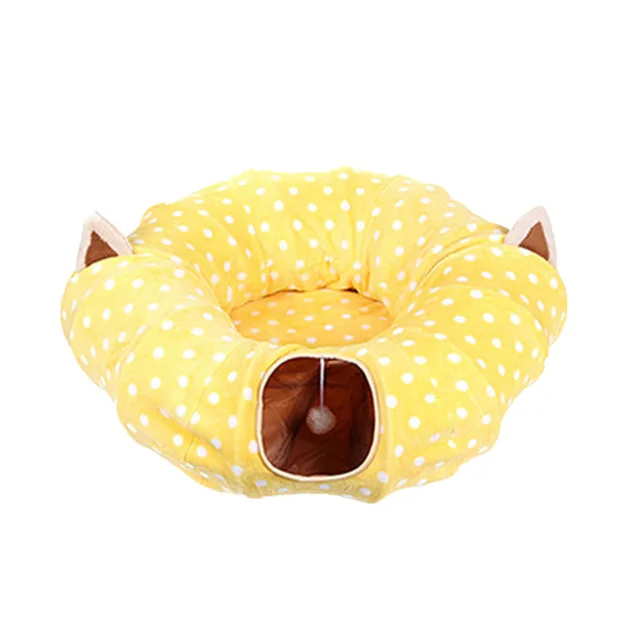 Petshy новые туннельные трубы для домашних животных кошачьи кровати домик складной котенок собака Bleeping мешок забавный щенок кошки длинный туннель играть игрушка с мячом - Цвет: Yellow-2