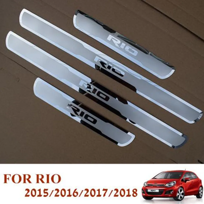 

New Rio Car Stainless Steel Door Sill Scuff Plates for New KIA RIO 2015-2019 EU RIO X Line