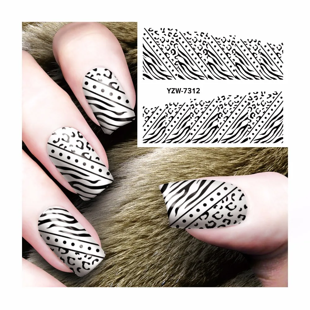 

FWC Nail Sticker Water Adhesive Foil Nail Art Decorations Tool Water Decals Black Ladies Section Design Nail Sticker Makeup