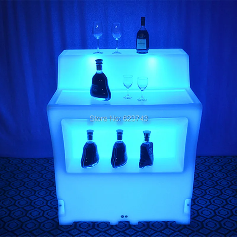Современное коммерческое освещение меняющий цвет перезаряжаемый PE светодиодный высокий коктейль бар столики стойка бара Lumineux KRUG квадратный