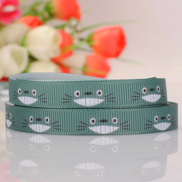 

5yards 3/8 " 9 mm cute totoro print grosgrain tape DIY handmade hairbow cartoon ribbon free shipping