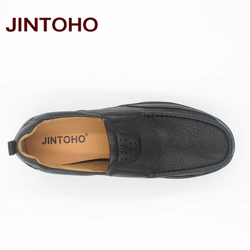 Туфли JINTOHO мужские из натуральной кожи официальная обувь без застежки лоферы