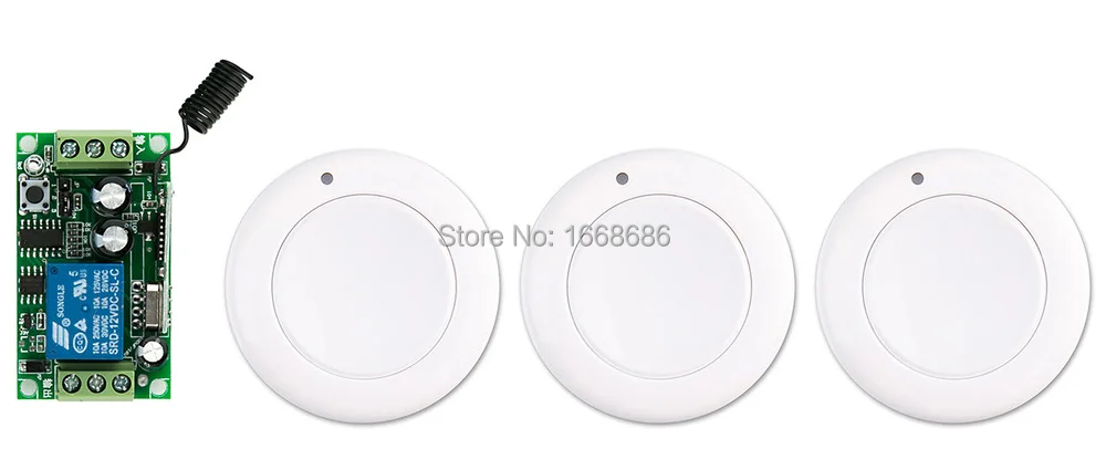 

New DC12V 1CH 10A RF Wireless Remote Control Switch System receiver &3*White wall Panel Sticky relay Remote Smart Home Switch