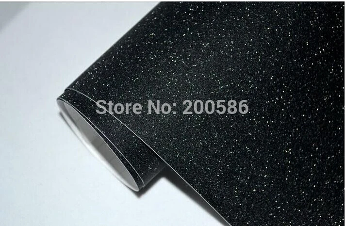 

Black Glitter Saprkle Vinyl Wrap Film With Air Bubble Free Car Wrap Diamond Sandy Foil Vehicle Sticker 1.52x20m/Roll
