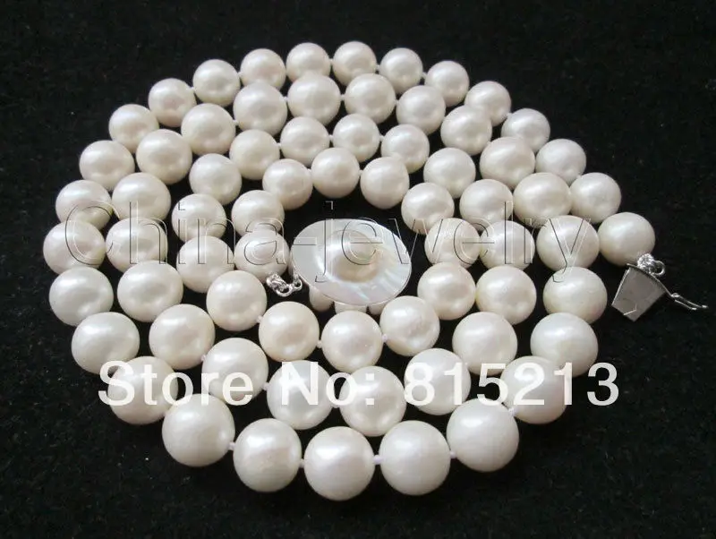 

FREE SHIPPING>@@> N1216 AAA++ 34.5" 12-13mm natural white perfect round freshwater pearl necklace - 925