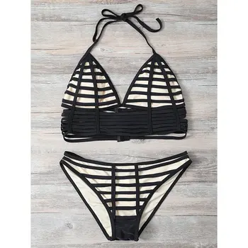 

2018 Sexy Bandage Beach Bikini Push Up New Patchwork Swimwear Women Simple Low Waist Bathing Suit Hot Sell Brazilian Swimsuit