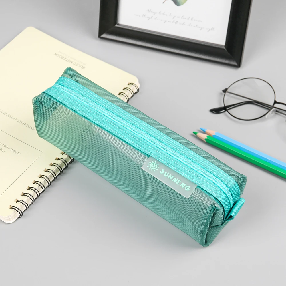 20,5*6,5*6 см, Цвет прозрачный сетчатый пенал школьные принадлежности коробка для ручки сумка для хранения канцелярских