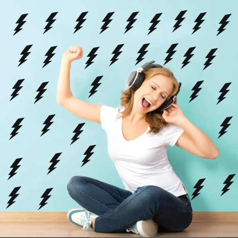

Removable Lightning Bolt Wall Pattern Decal Sticker 32 pcs/ lot Home Decoration Wall Mural Kids Bedroom Living Room Vinyl YO-55