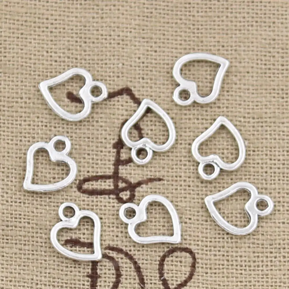 

100pcs Charms Heart 10x8mm Handmade Craft Pendant Making fit,Vintage Tibetan Silver color,DIY For Bracelet Necklace
