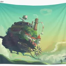 Настенный гобеленовый чехол с подвижным замком для студии Ghibli, пляжное полотенце, одеяло, коврик для пикника и йоги, украшение дома