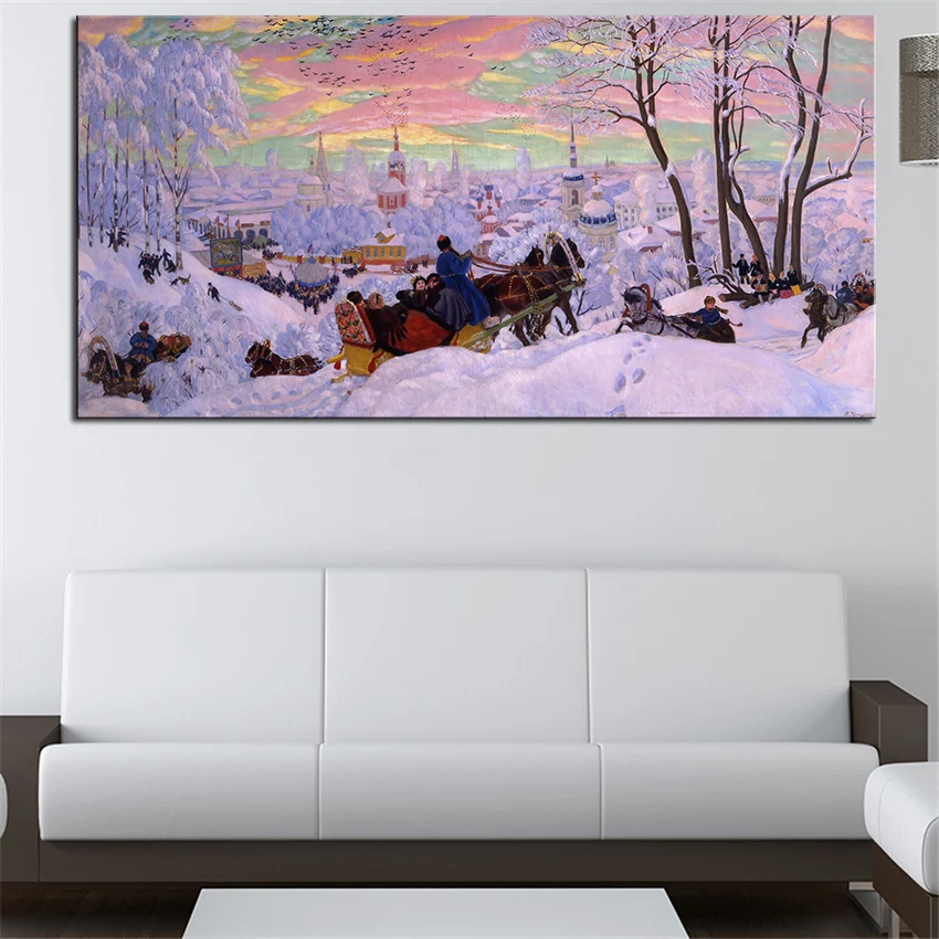 

Large sizes Wall Art Decor Boris Kustodiev Shrovetide original oil Painting Print for wall picture no frame wall painting