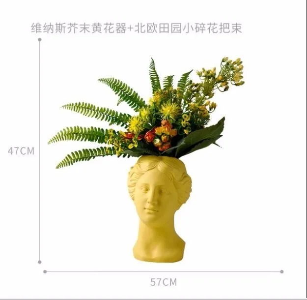 Nordic Architectural Decoration Style Ceramic Vase Ceramic Vase Venus Head Artificial Flower Decoration Interior Decoration - Цвет: 8