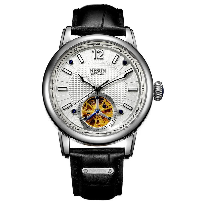 Швейцарские роскошные Брендовые Часы Nesun Skeleton Tourbillon мужские автоматические часы