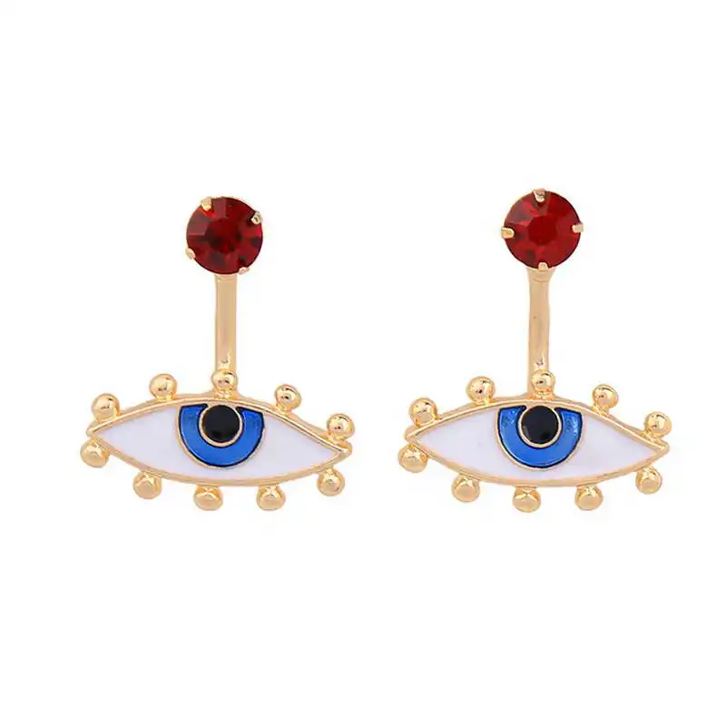 

LET IT BE Gold Good Luck Enamel Blue Evil Eye Stud Earrings 2017 Famous Brand Jewelry Wholesale