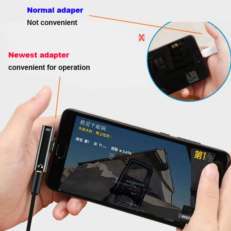 Type C to Type-C 3.5mm Aux Audio Charge Adapter for Huawei P30 P20 Pro Xiaomi Mi 8 6 Samsung S8 S9 Plus 3.5mm Headphone Adapter