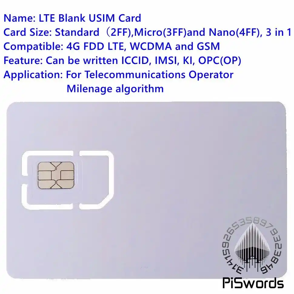 Piswords Sim Usim Card 4g Lte Wcdma Gsm Blank Mini Nano Micro Writable Programable Sim Card For Operator Milenage Algorithm Usim Card Programing Sim Cardsim Card Aliexpress