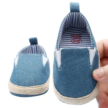 

Denim Baby SHoes Spring New Canvas Lazy peas shoes For Baby Boy Girls First walkers Soft Fashion Baby SHoes