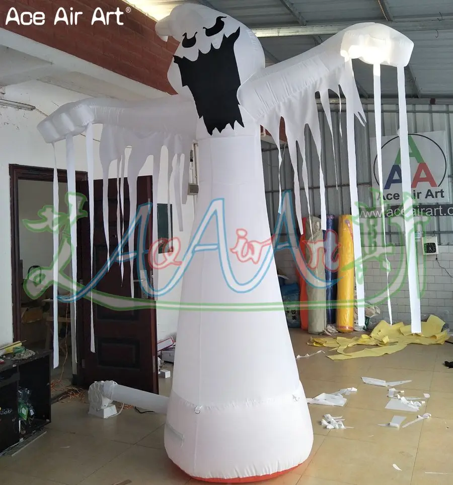 

2 pcs giant led ghost model inflatable lightied ghost replica with colorful lights blowing in the Wind for sale