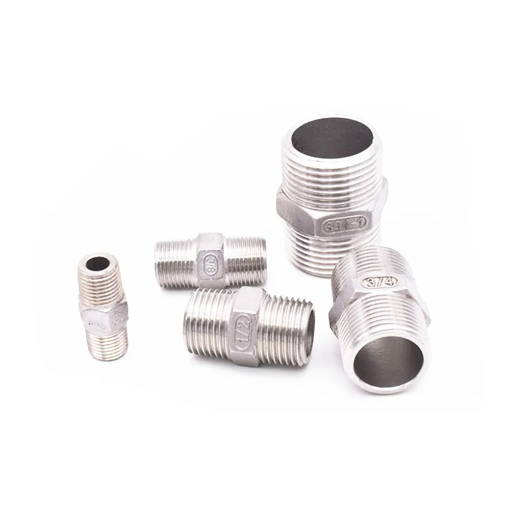 

1/8" 1/4" 3/8" 1/2" 3/4" 1" 1-1/4" 1-1/2" BSP Male to Male Thread Hex Nipple Threaded Reducer Pipe Fitting Stainless Steel 304