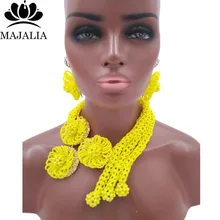 Мода г. в Африканском нигерийском стиле на свадьбу бусины комплект ювелирных изделий с голубыми кристаллами колье, свадебные украшения набор SS-037