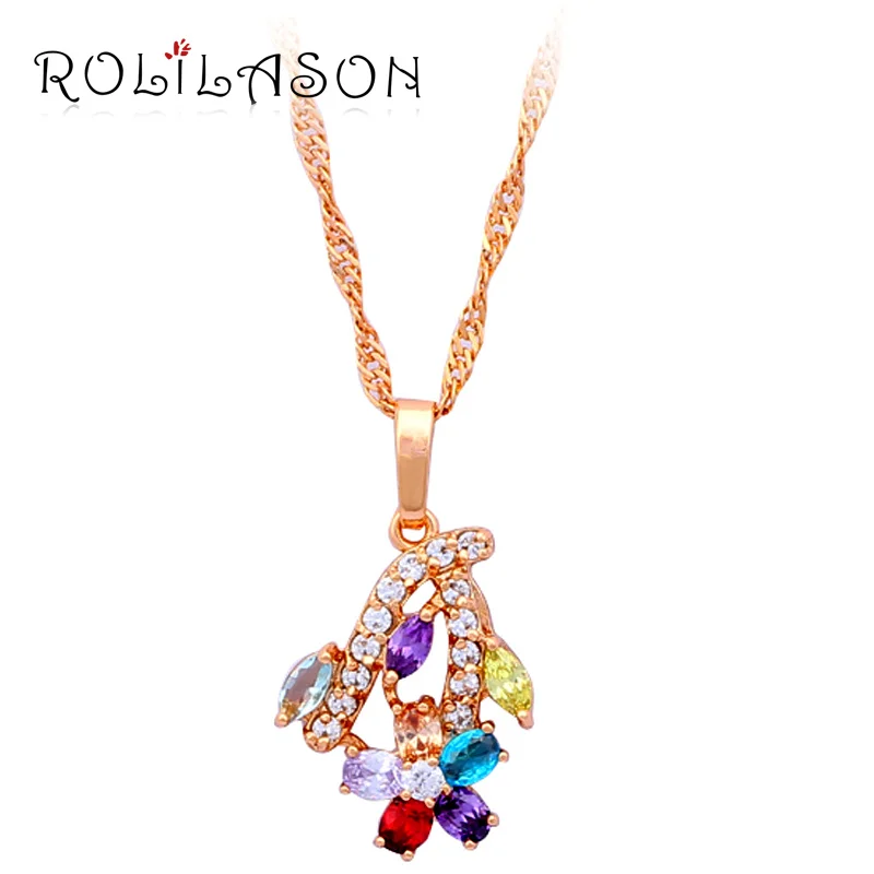 

Innovative design New arrival gold tone color crystal Beautiful Flower shape necklaces & pendants fashion jewelry LN361