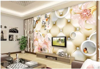 

custom photo 3d wall paper for living room Flowers butterfly soft pack lily background 3d wall murals wallpaper for walls 3 d