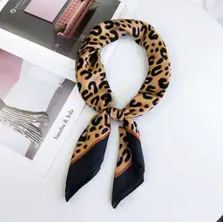5 видов конструкций леопардовым принтом квадратный шарф для Дамская бандана мода шелк-как платок Женская сумка шарф 2019 (Размер: 70*70 см)